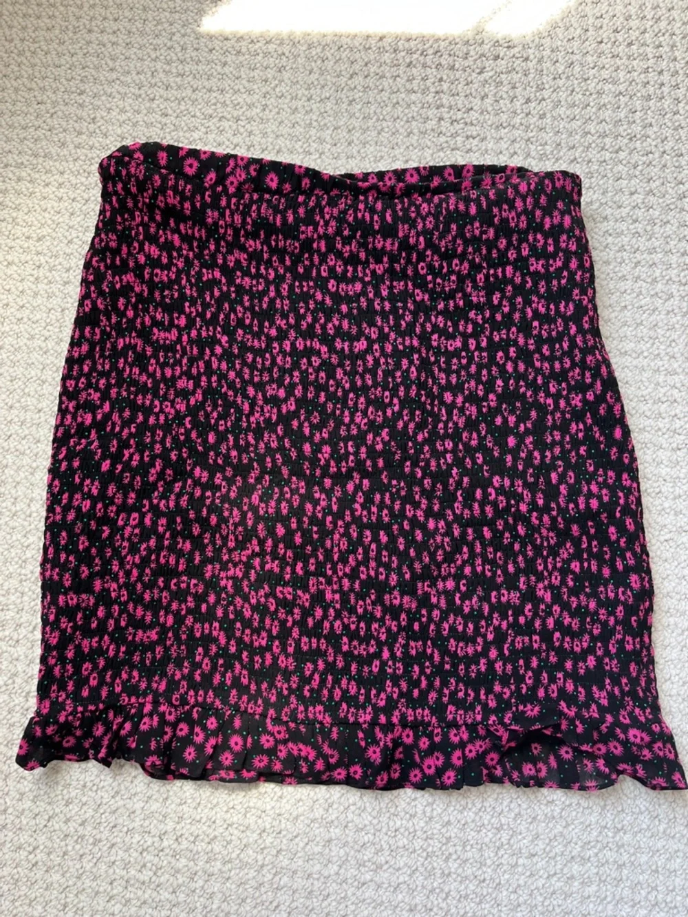 The Kooples Black Mini Skirt with Hot Pink Floral Print NWT S